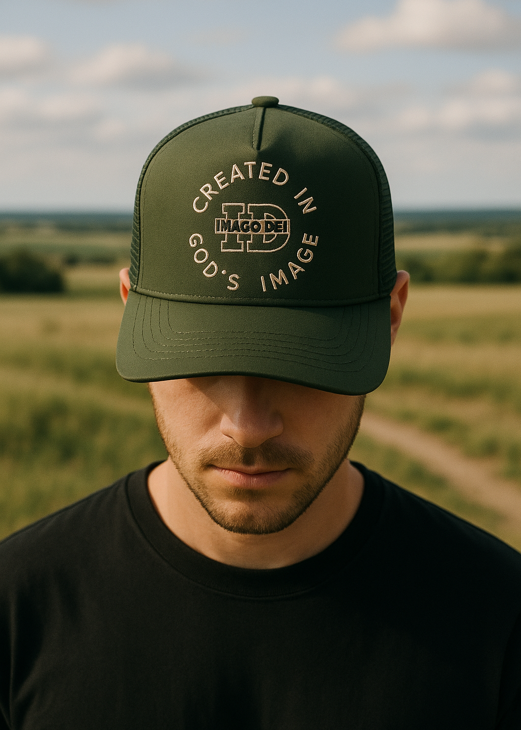 Created in God's Image - Army Green Trucker Hat