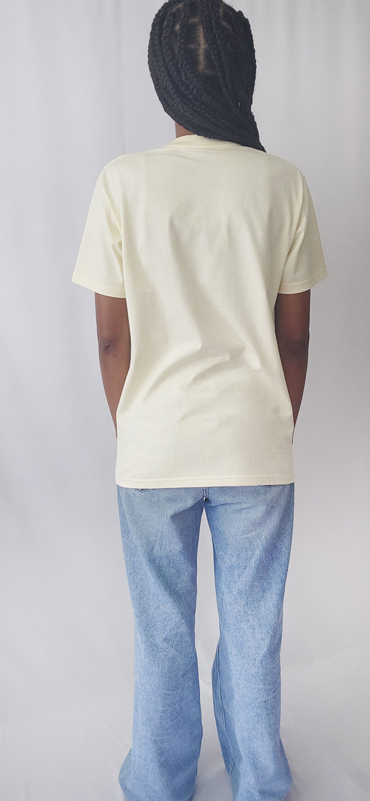 butter tee back on female model