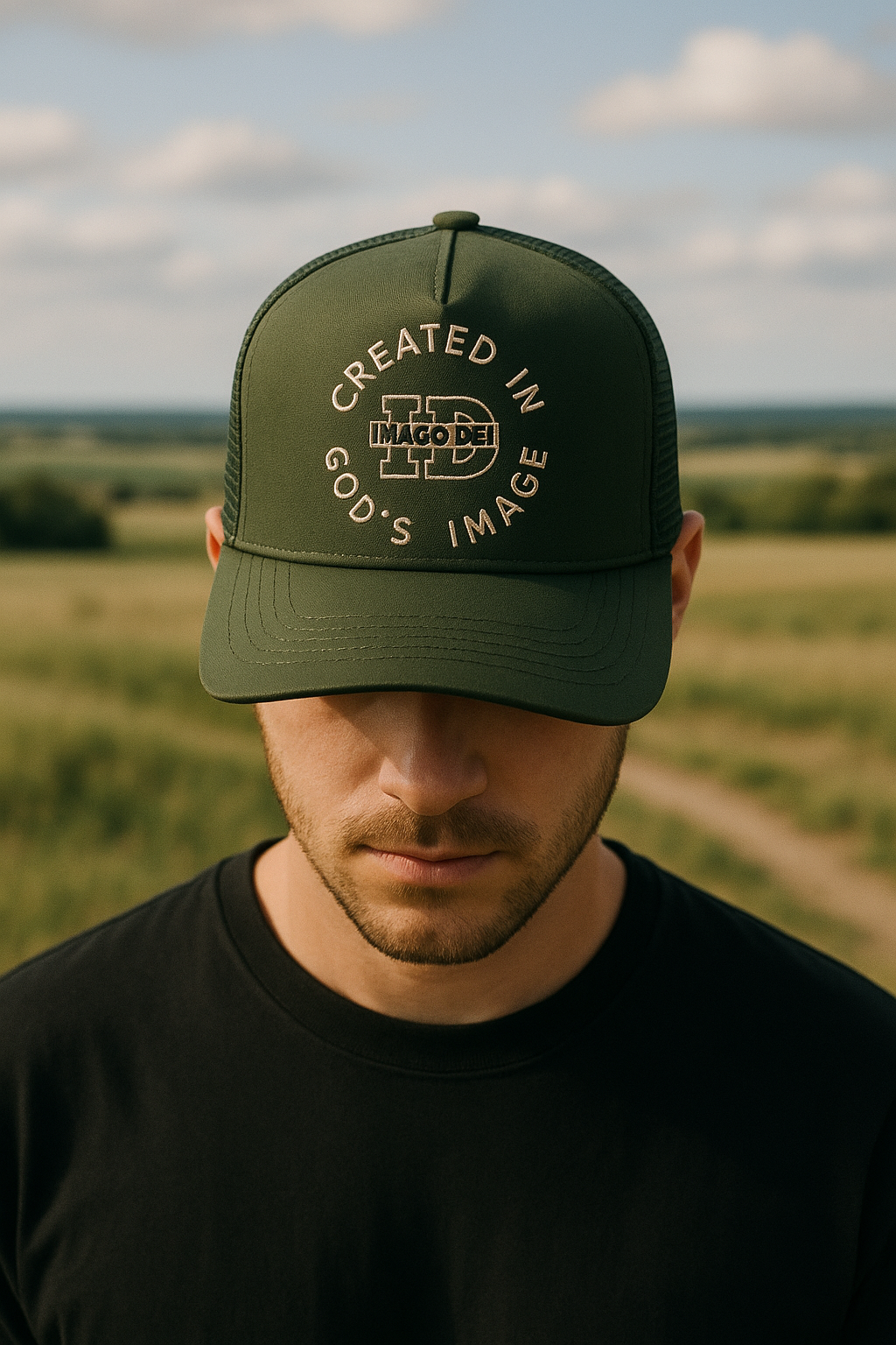 Created in God's Image - Army Green Trucker Hat